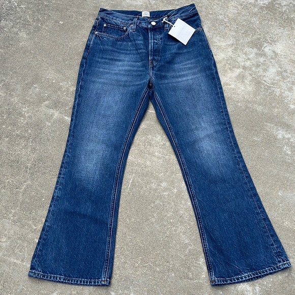 NWT TOTEME Cropped Kick Flare Jeans in Mid Blue